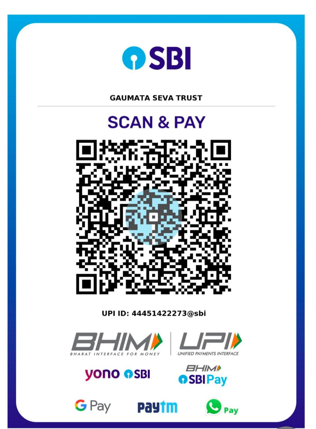 UPI QR Code for Gaumata Seva Trust